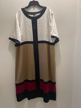 Marina Rinaldi Silk Color Block Shift Dress